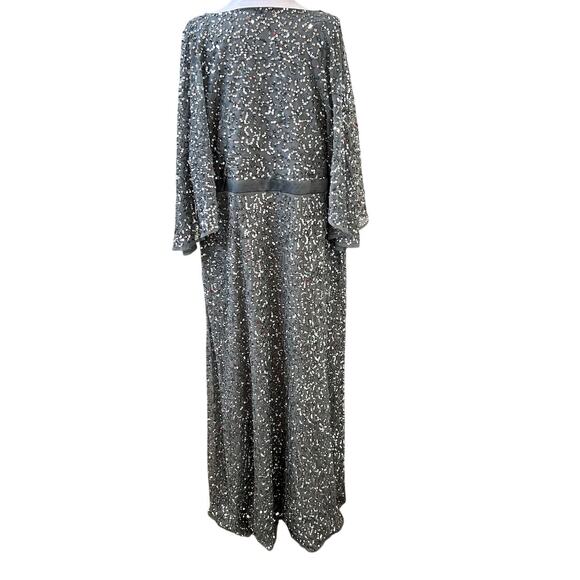 NWT Elegant Silver Sequin Kimono-Sleeve Cocktail Formal Evening Gown 3X 24 - Picture 6 of 10